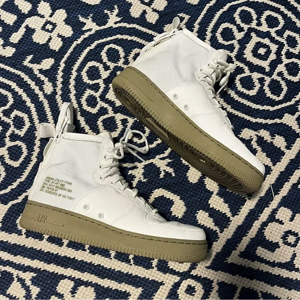 Nike AF1 White Leather Sneakers Zip Back